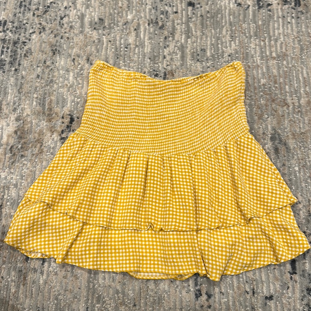 SAGE The Label Positano Yellow & White Gingham Mini skirt Size Medium